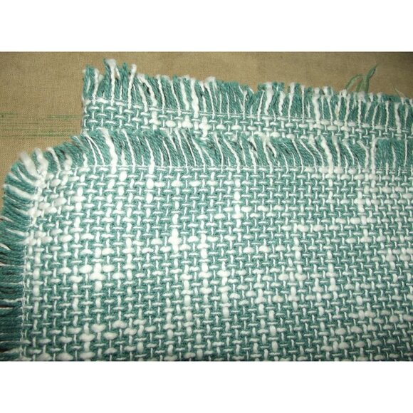 Hobby Lobby Table Top Runner Green White Woven 72" x 14.5" fringe 100% Cotton - Picture 2 of 4